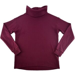 Lands End Womens Small Waffle Knit Turtleneck Long Sleeve Top Red